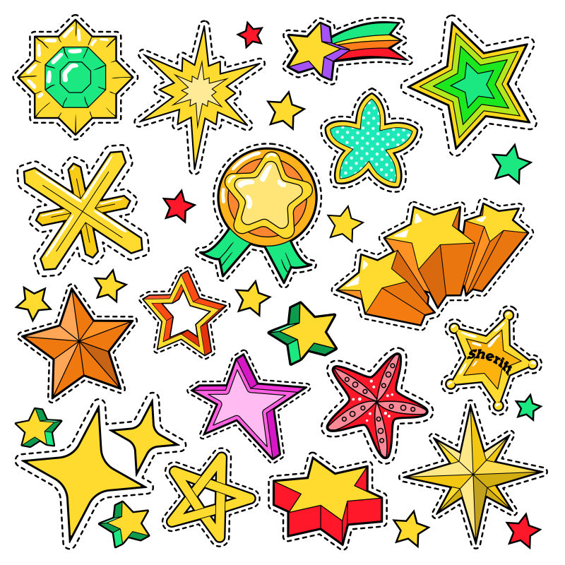 明星金色装饰元素徽章矢量