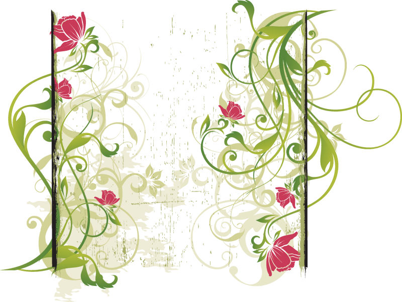 花香尾韵背景矢量