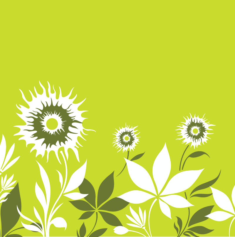 绿色背景花卉矢量