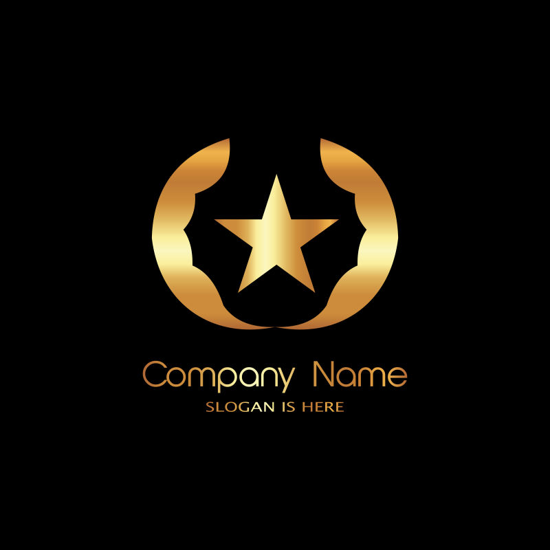 矢量商业金色五角星logo标志