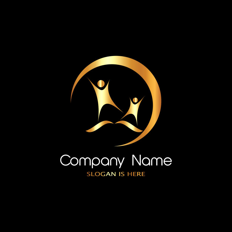 矢量金色抽象人物商业logo标志