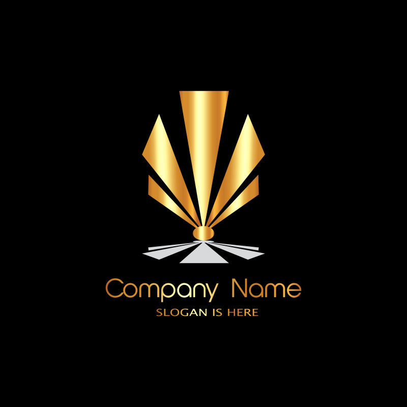 矢量商业l金色放射logo标志