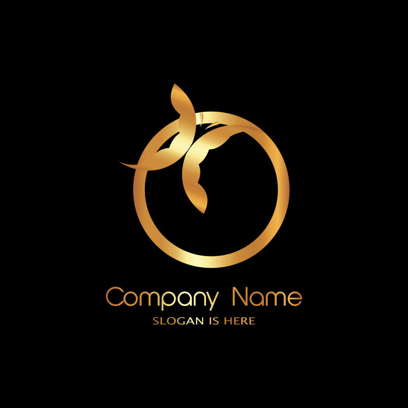 矢量商业金色蝴蝶logo标志