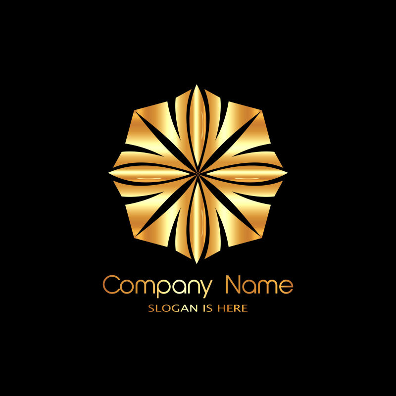 矢量商业金色花形logo标志