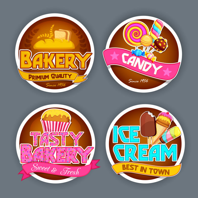 创意矢量现代面包房标签设计