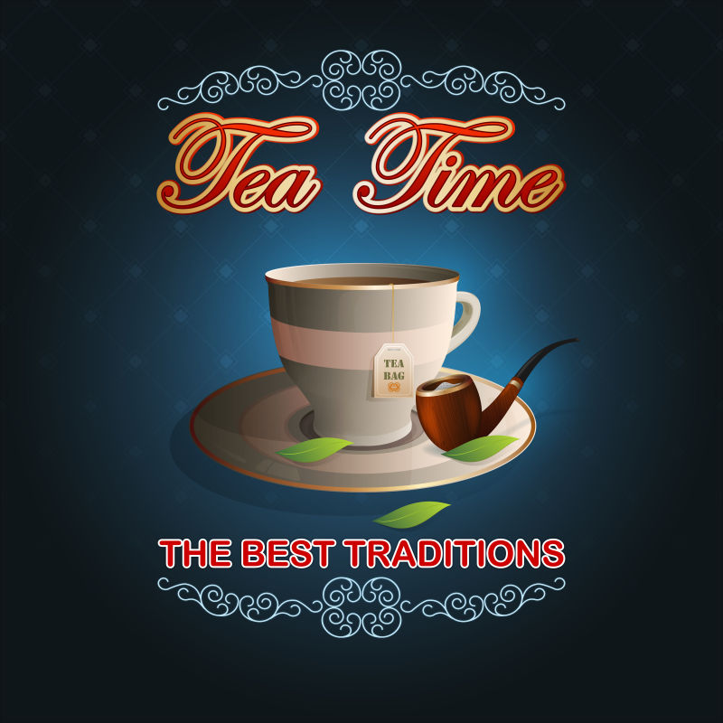 创意矢量现代下午茶时光主题背景设计