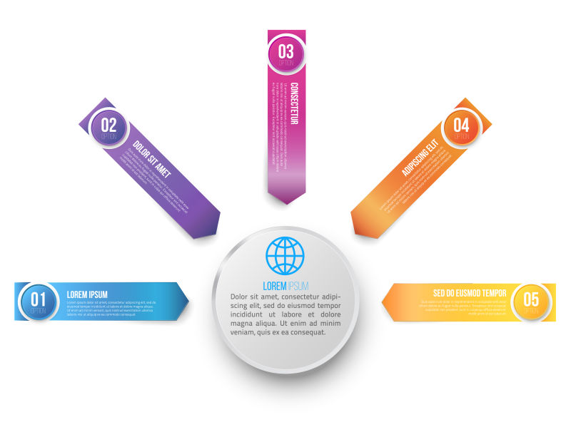 创意矢量彩色现代商业信息图表平面设计