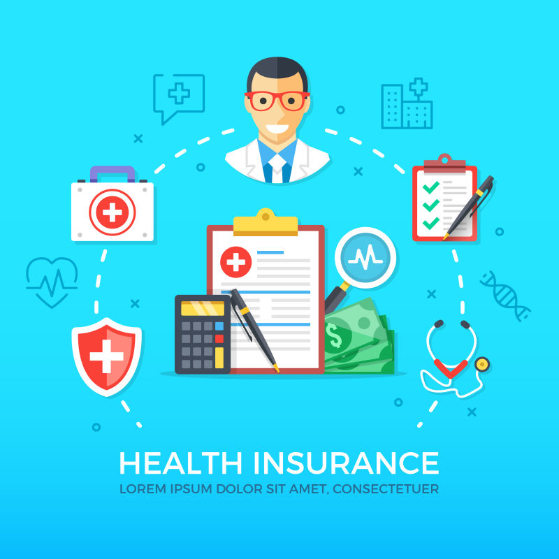 创意矢量现代健康保险概念的平面设计插图