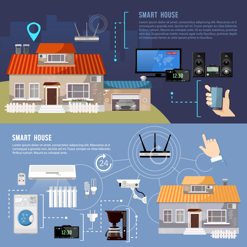 抽象矢量智能家居平面设计插图