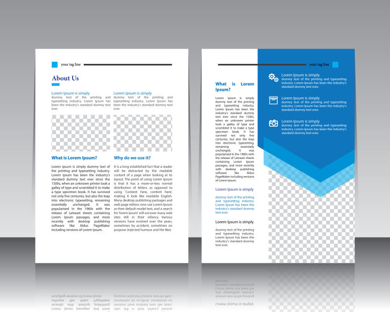 抽象矢量蓝色几何风格的年度宣传手册设计