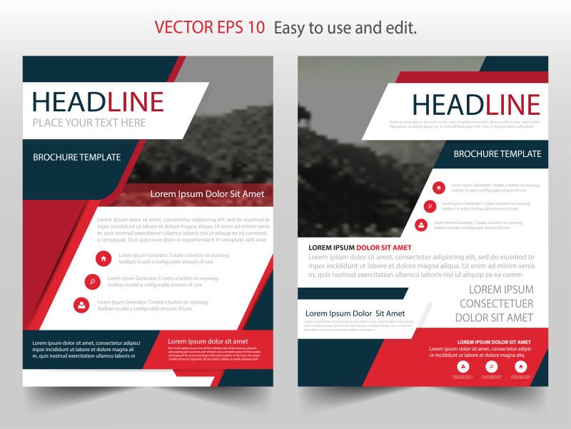 矢量抽象红色商业年度报告设计