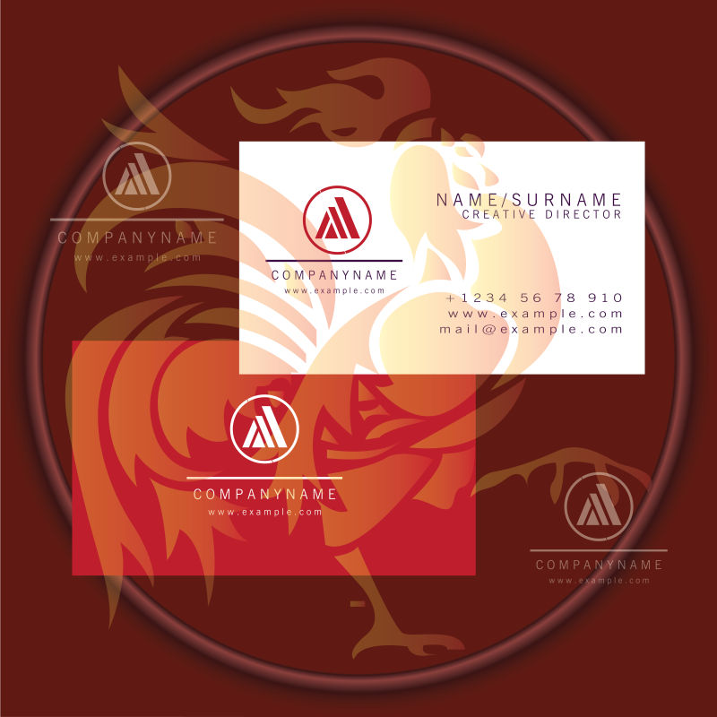 矢量创意鸡年名片设计