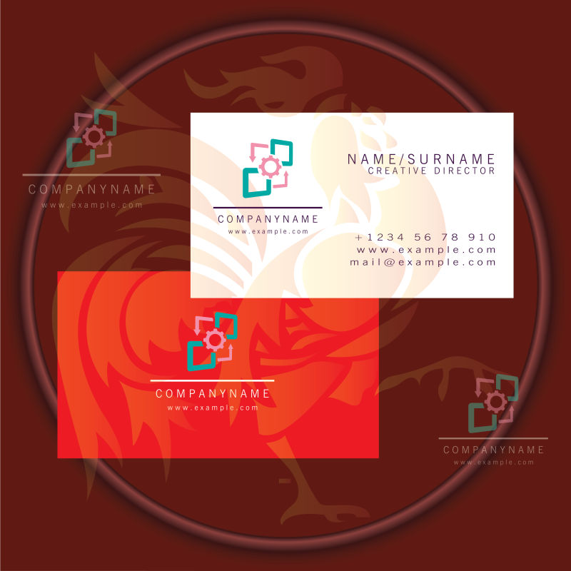 矢量几何方格元素名片设计