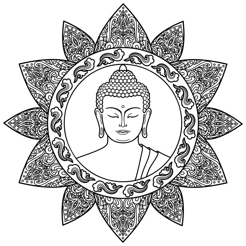 矢量的手绘佛祖纹身