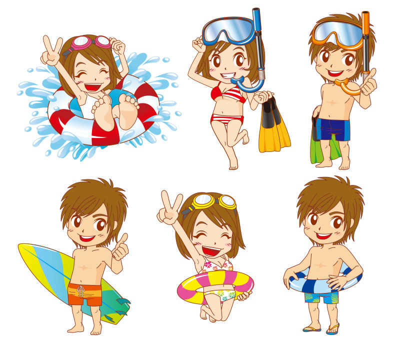 矢量游泳的孩子们