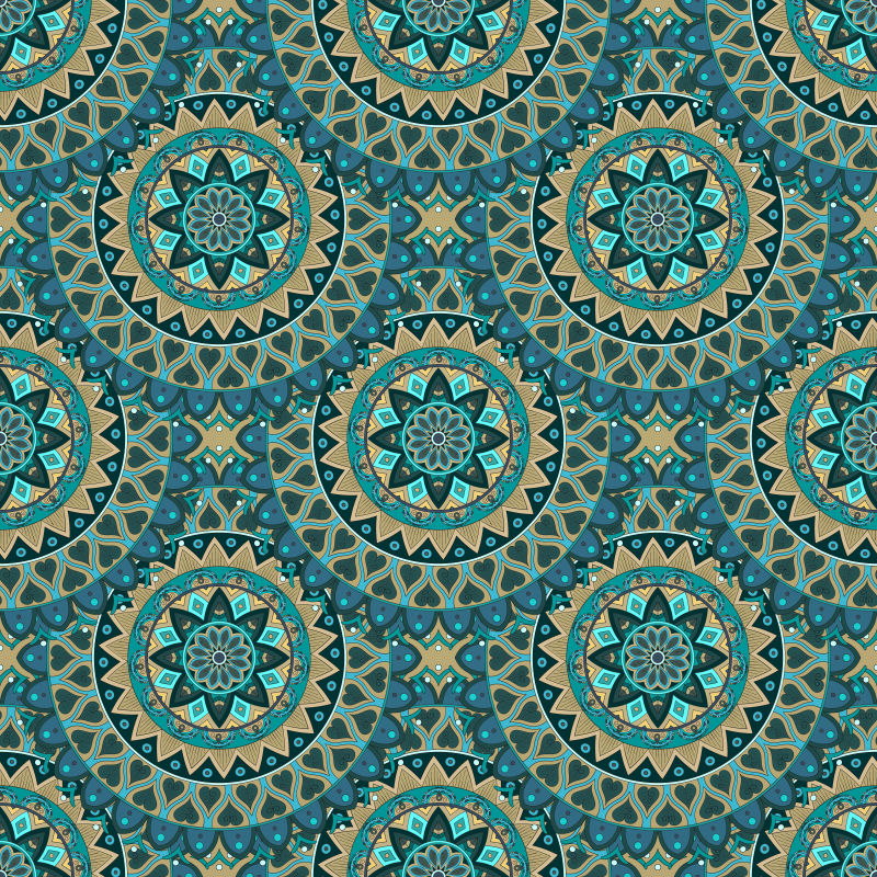 创意矢量绿色花纹装饰无缝背景