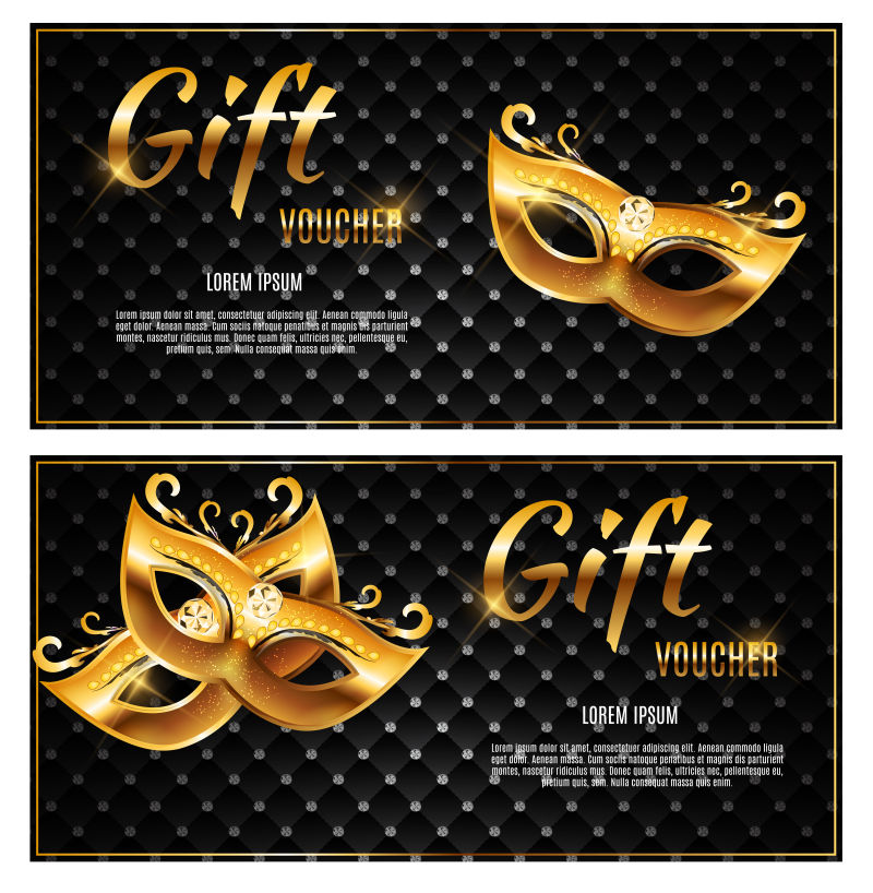 矢量金色面具礼品卷设计