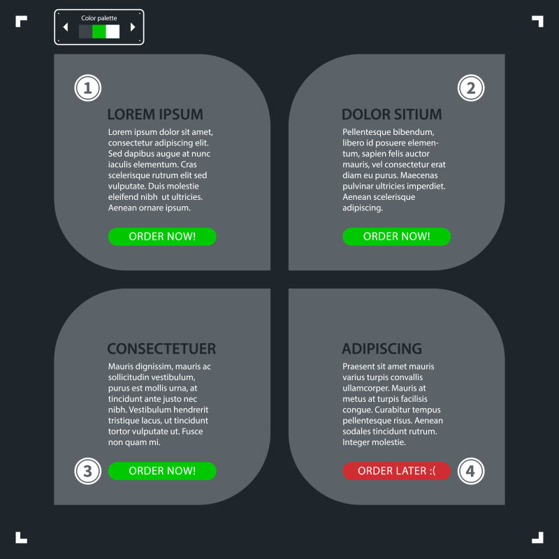 抽象矢量四叶形状的数字信息图表设计