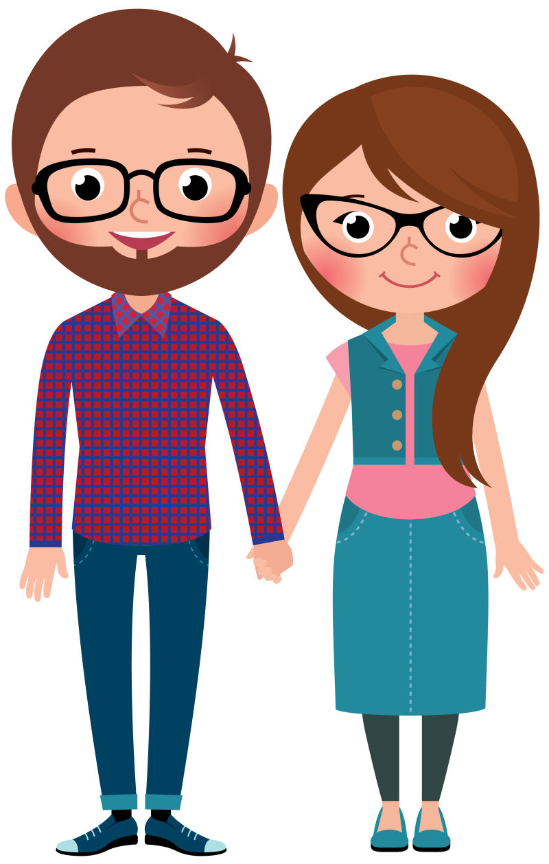 矢量站立的新娘新郎