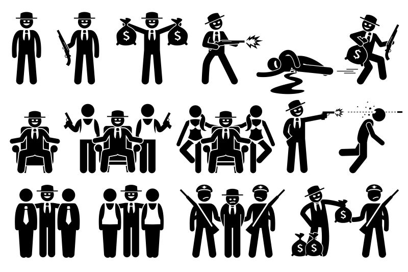 创意矢量黑道人物创意插图 