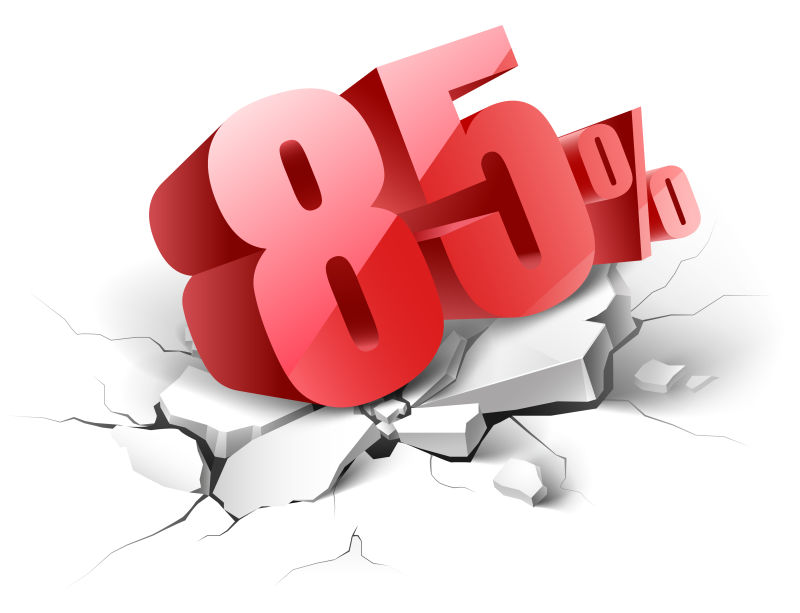 红色的立体折扣文字矢量插图