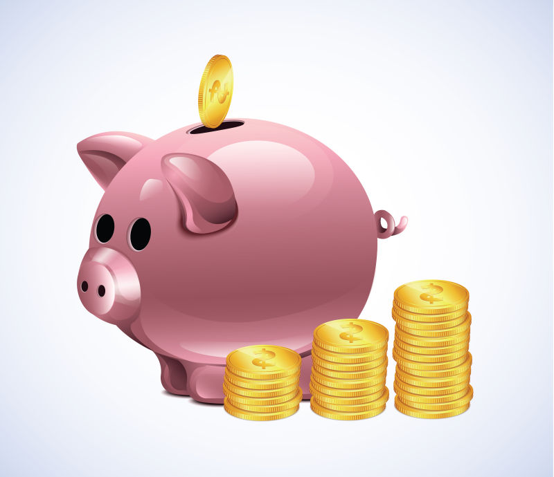 矢量用来存硬币的小猪存钱罐插图