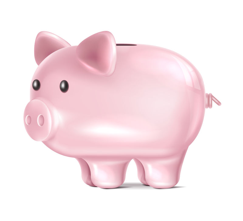 矢量抽象粉色小猪存钱罐插图
