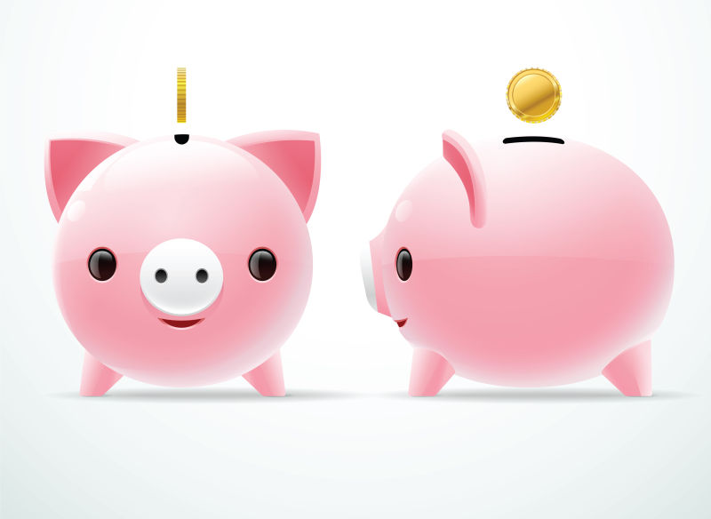矢量可爱的小猪存钱罐插图