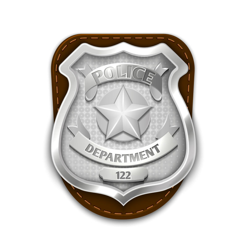 抽象矢量卡通银色警察徽章设计