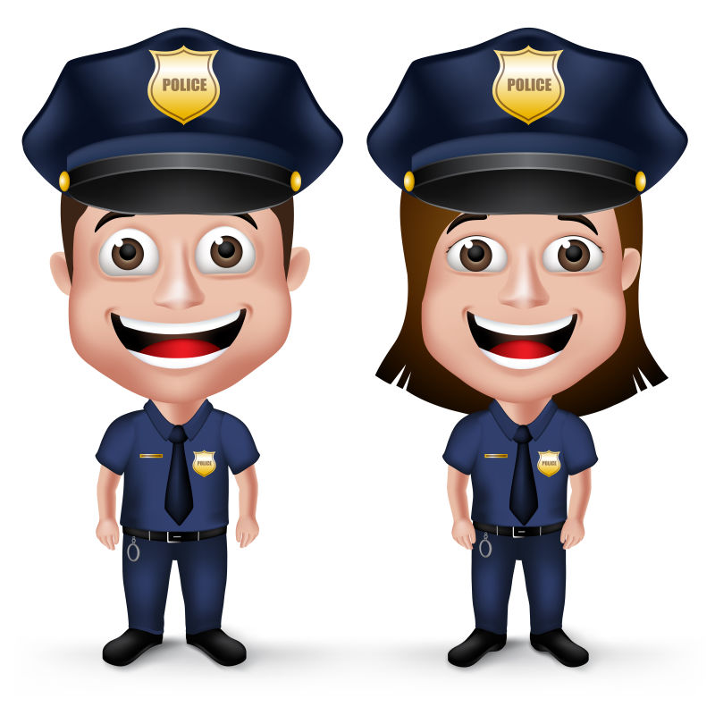 创意矢量卡通微笑的警察插图