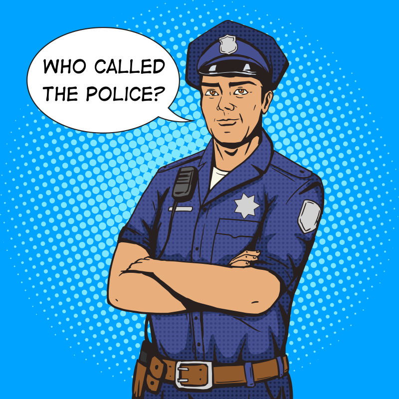 创意矢量漫画风格的警察插图