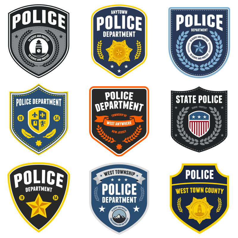 创意矢量警察主题的徽章设计