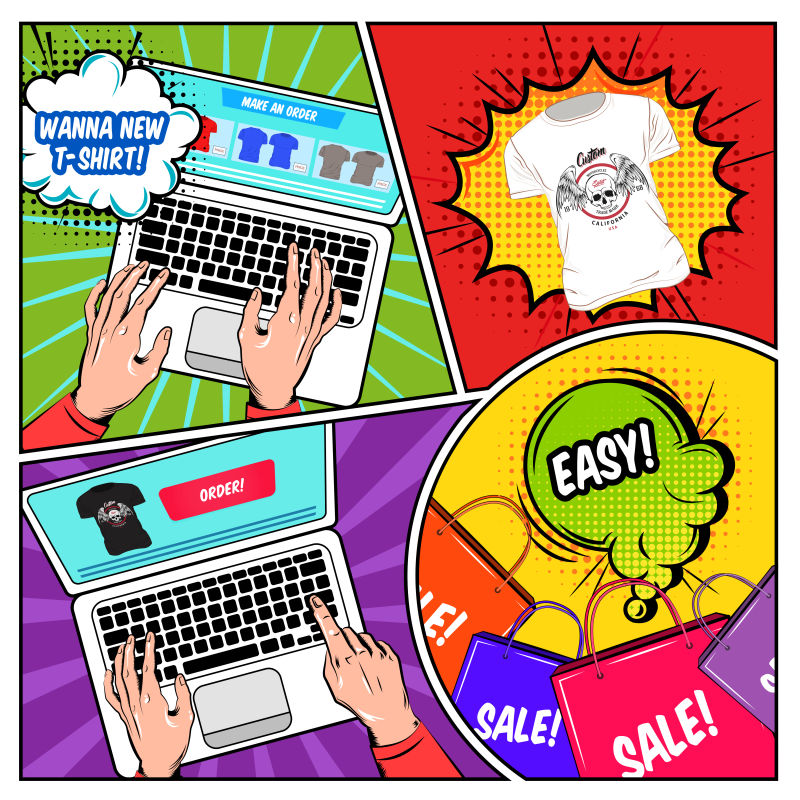 矢量网上购物漫画创作
