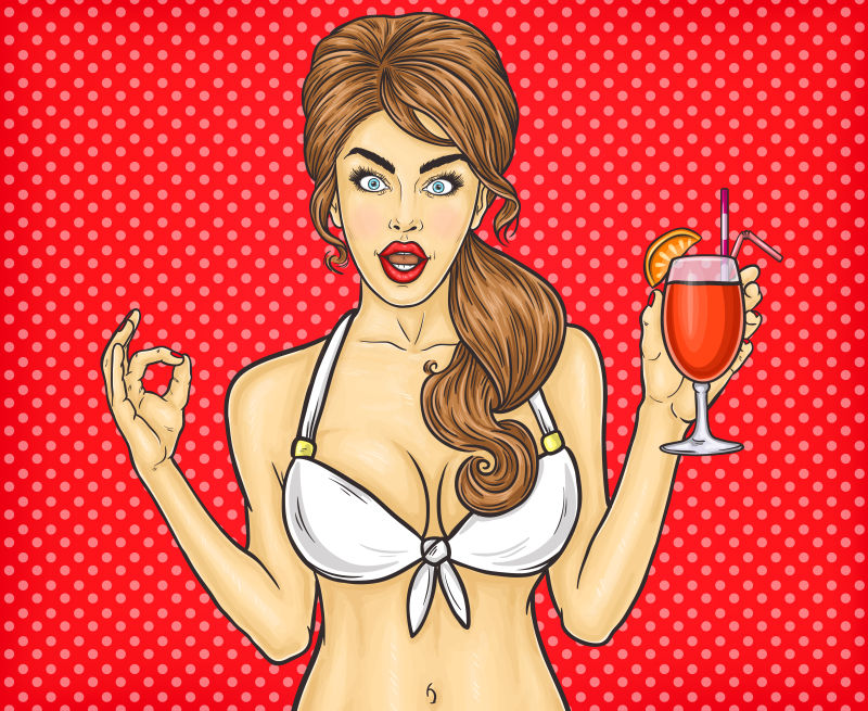 穿着白色内衣的性感矢量美女