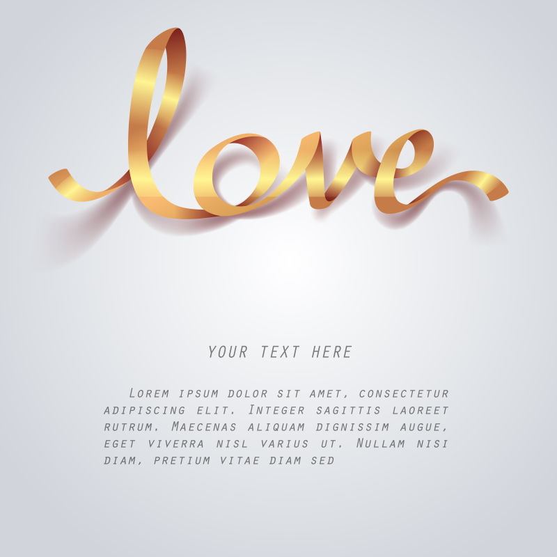 情人节金字彩字带矢量