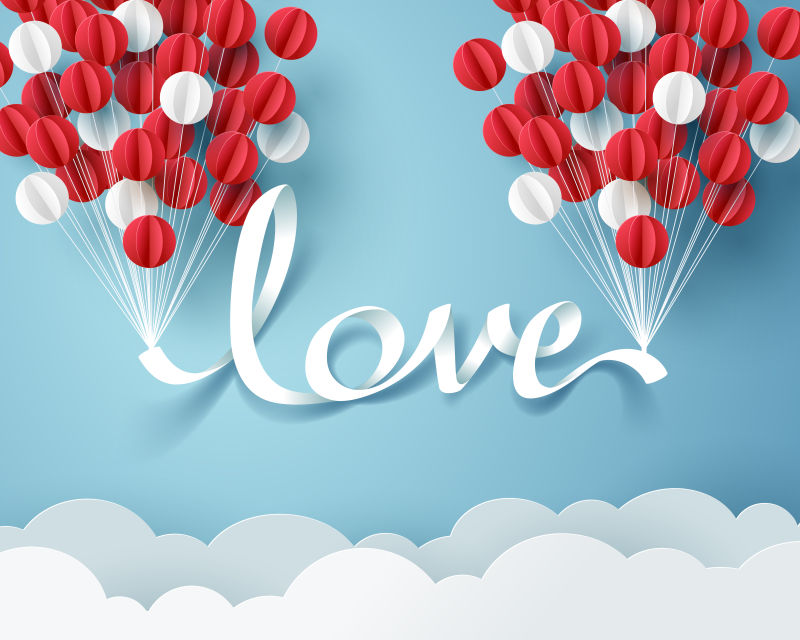 矢量气球与爱设计