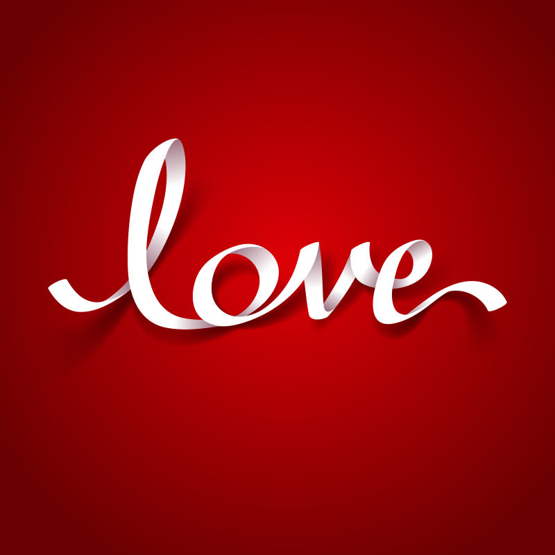 矢量红色背景情人节书法艺术和文字
