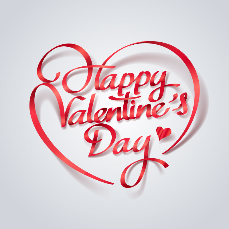 矢量情人节红丝带艺术字体背景