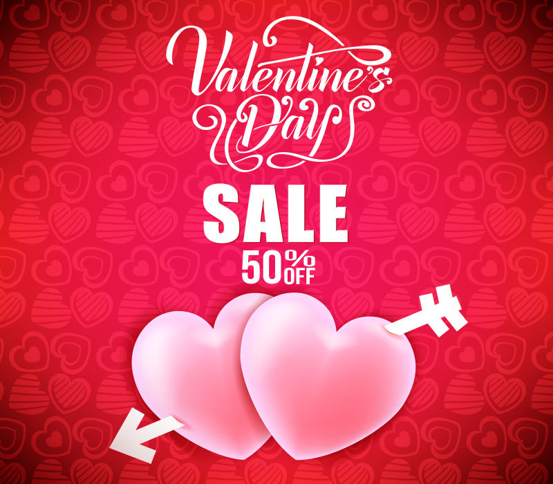 矢量情人节促销红心射箭