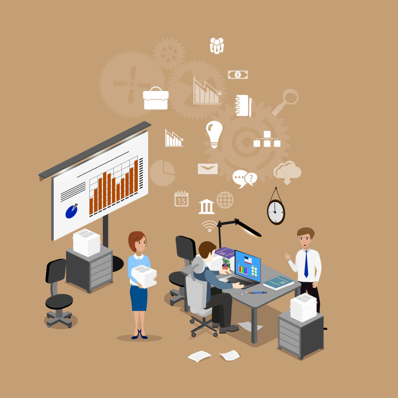 办公室会议插图矢量设计