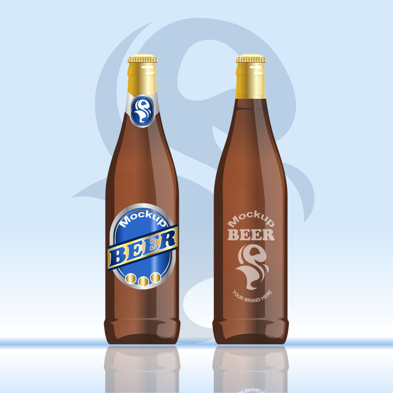 矢量深棕色的啤酒瓶设计