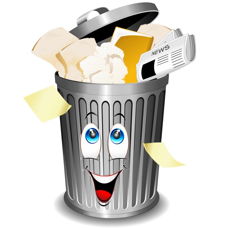 创意矢量卡通垃圾桶插图