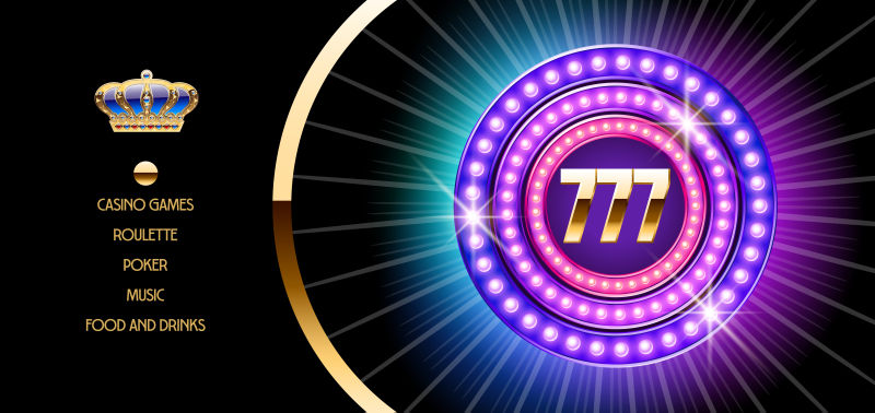 矢量霓虹灯票券为赌场党霓虹灯