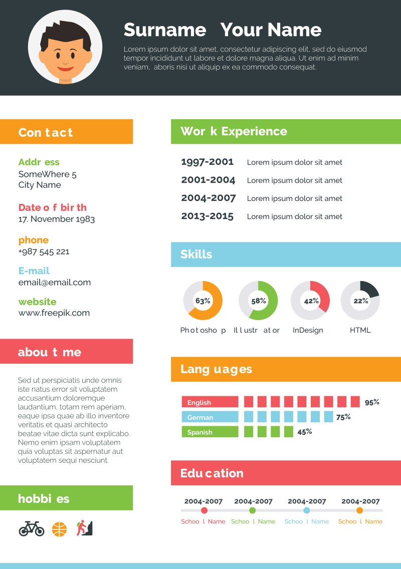 矢量布局清晰的简历设计