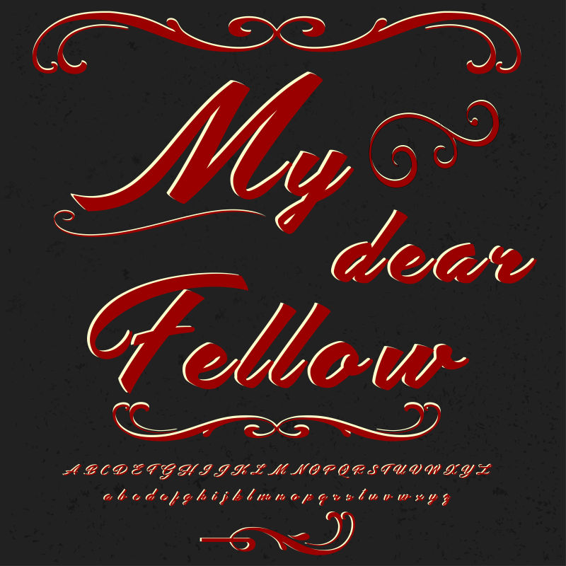 创意矢量花式红色字母字体设计