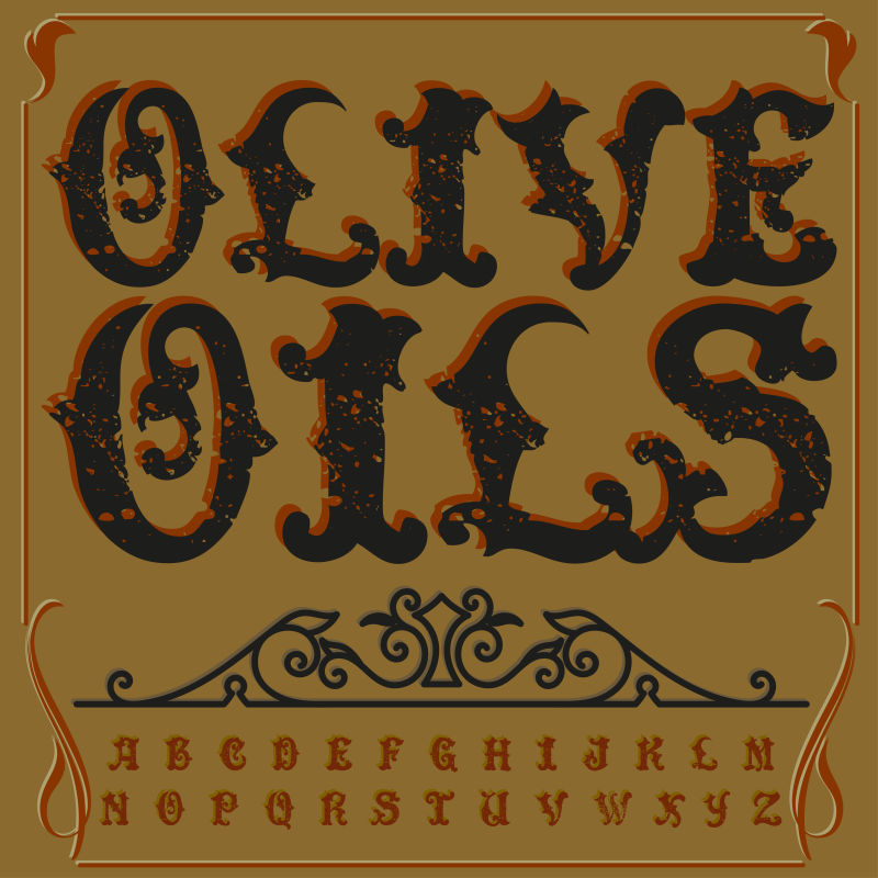 矢量斑驳风格的字母字体设计