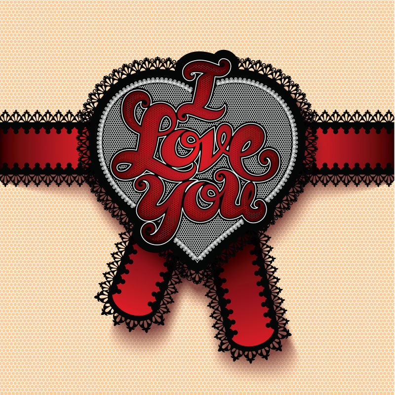 情人节爱心图案明信片矢量设计