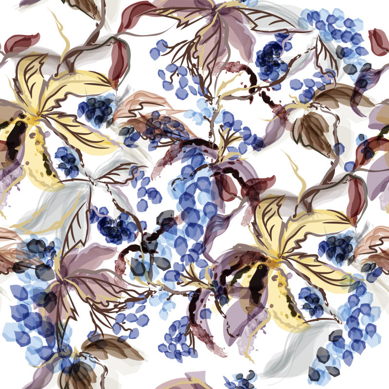 抽象矢量水彩风格的花卉元素背景