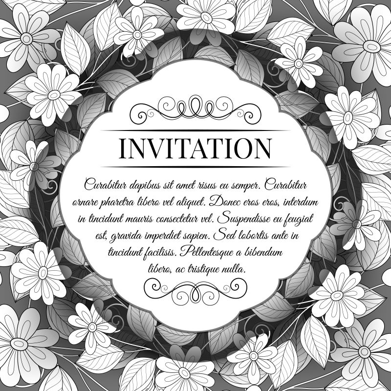 创意矢量单色花卉元素背景