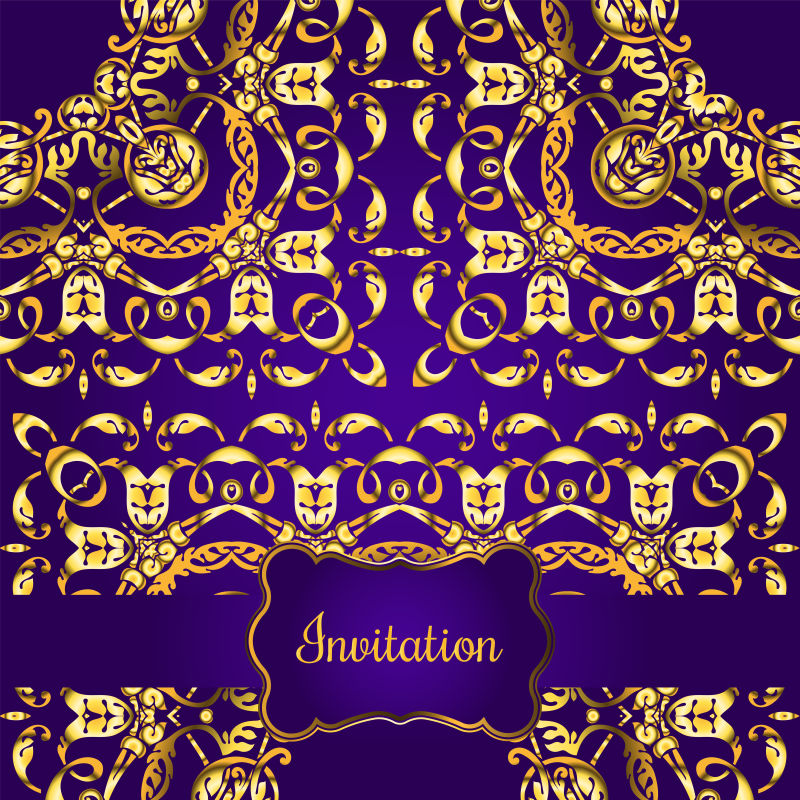 矢量的金色花纹装饰设计